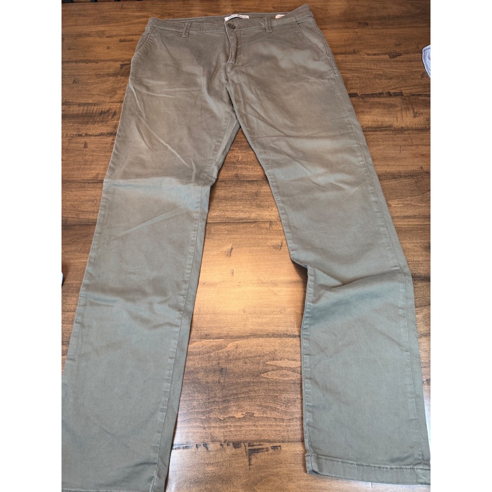 Mavi Jeans Johnny Slim Leg Pants Mens Olive Green Khaki Chino Trousers - Picture 3 of 7